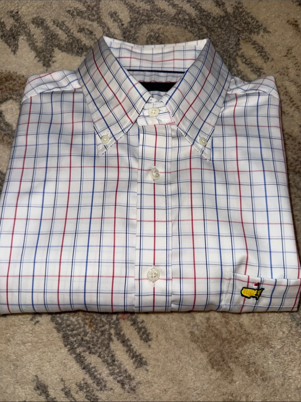 Masters Italian Button-Down Plaid Dress Shirt M